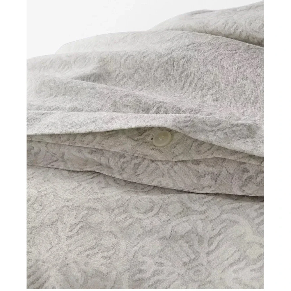 Ralph Lauren Emilia Grey Tonal Medallion Cotton/Linen Duvet Cover Set QUEEN $360